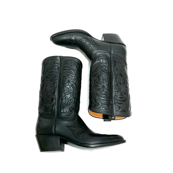 Rocketbuster Boots Other - ROCKETBUSTER | Vintage 1990s black leather custom handmade floral cowboy boots